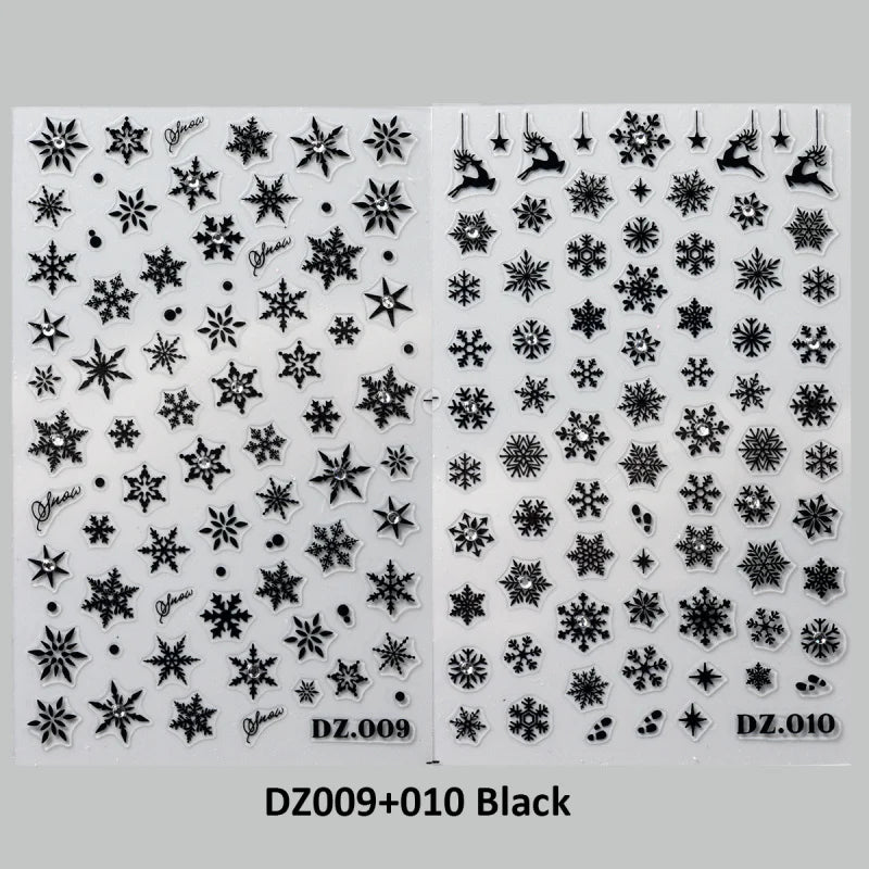 2pcs White Snowflake Nail Stickers With Sparkling Crystal Rhinestones Winter Christmas Design Self-Adhesive Sliders Decals Festi