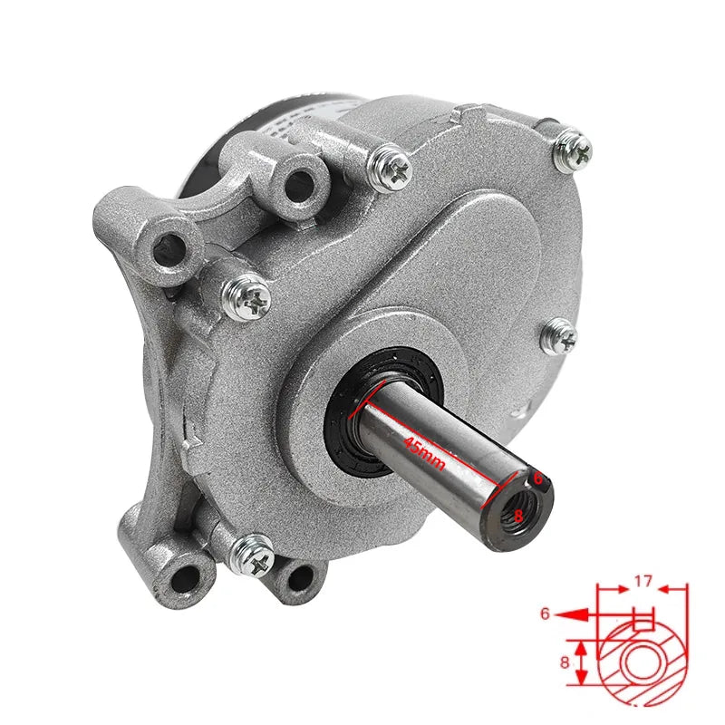 MY1016Z 250W 24V Permanent Magnet Brushed DC Motor 75rpm/120rpm 44mm Shaft 17mm Diameter for Wheelchair