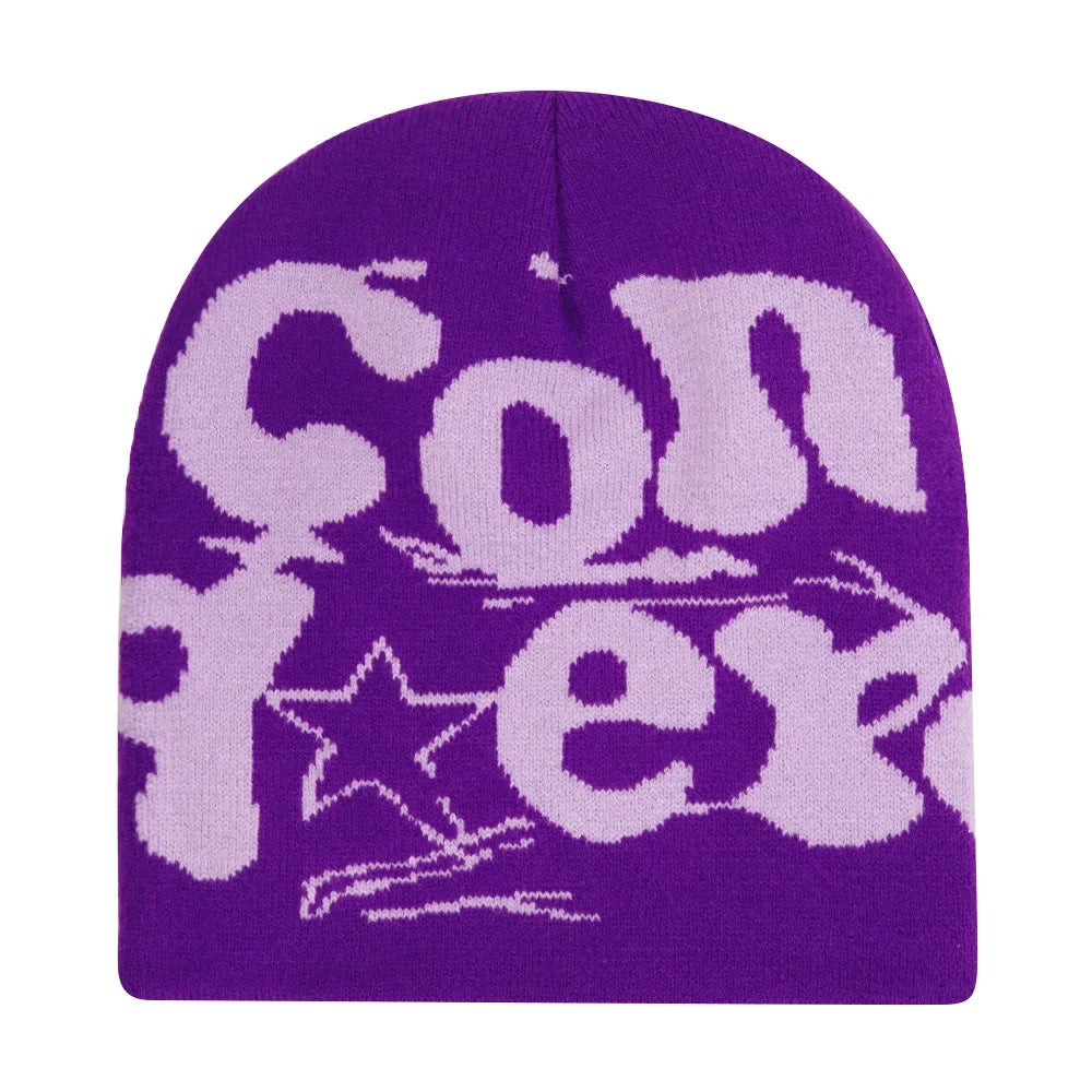 Y2K Letter Knit Beanie, Warm Ski Hat