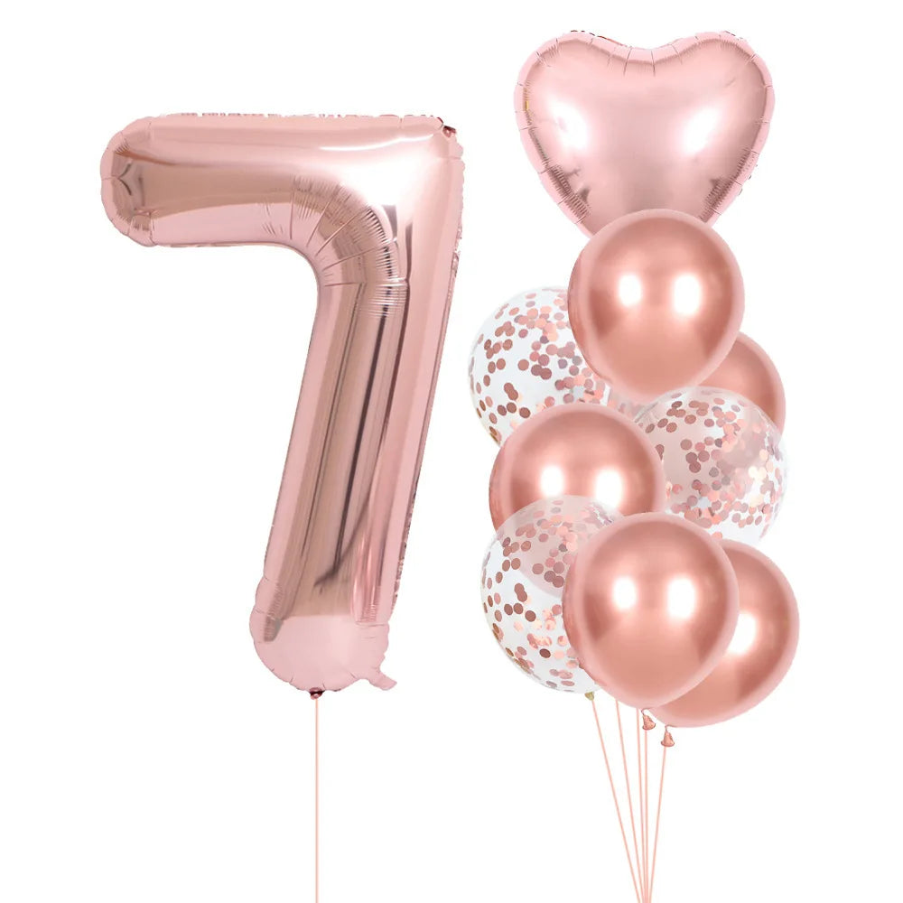 40 Inch 0-9 Rose Gold Number Balloons Set Birthday Party Wedding Celebration Ceremony Wedding Room Decoration Supplies