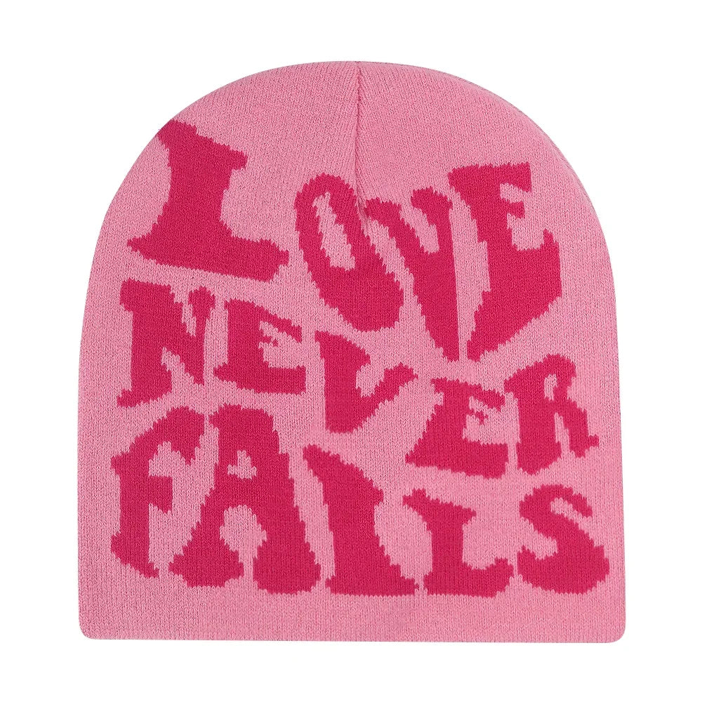 Y2K Letter Knit Beanie, Warm Ski Hat