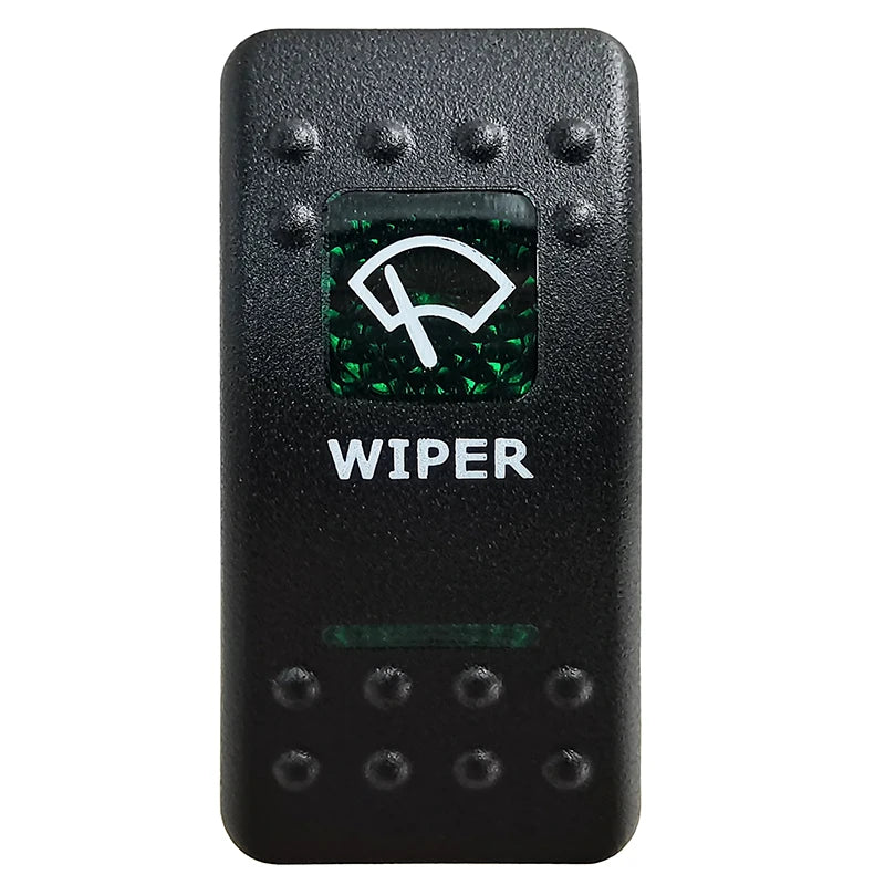 Green LED Rocker Switch - Waterproof SPST & DPDT Options