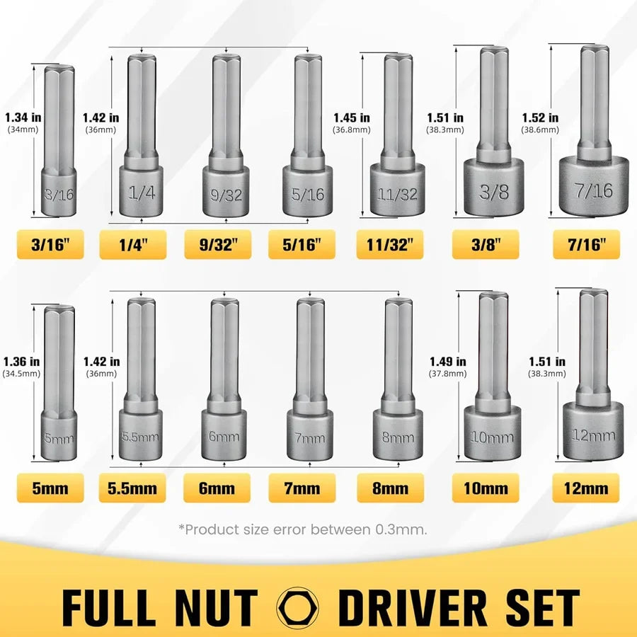 9 Pieces/14 Pieces Strong Socket Hex Wrench Hexagonal Handle Screwdriver Socket Extension Rod Pneumatic Screwdriver Insert