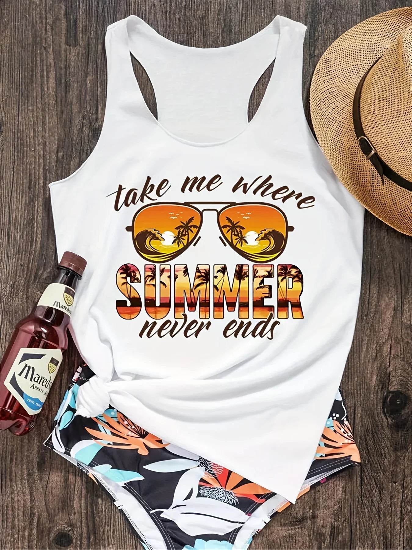 Women's Sexy Tops tshirt black Sleeveless Loose Vest Holiday Style Hawaiian Top Summer White