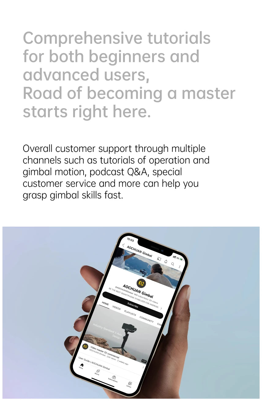 AOCHUAN 3-Axis Handheld Gimbal Stabilizer SmartXE for Smartphone for iPhone Android AI Face Tracking Tk Vlog
