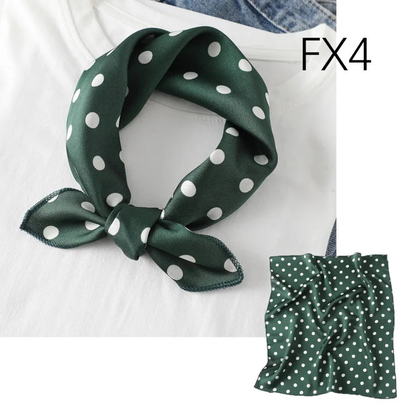 Women's Small Square Neckerchief - 50cm Retro Print Hair Scarf - photo 8