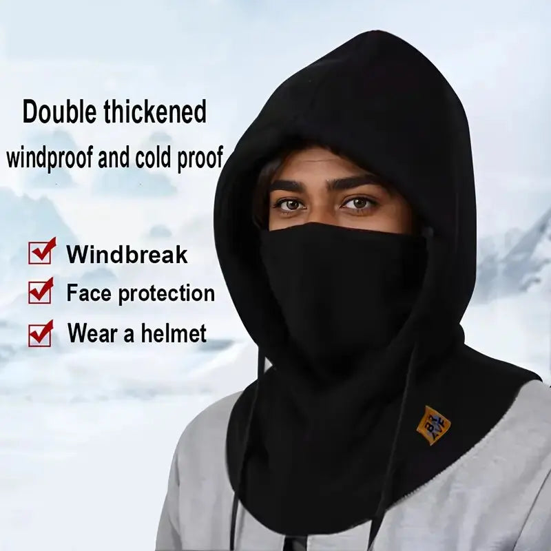 Unisex Knit Balaclava Hood - Drawstring Winter Riding Cap - photo 2