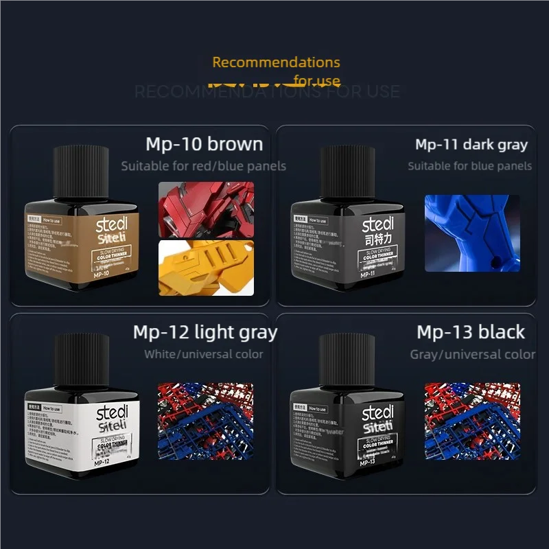 40g Stedi MP10-MP29 Water-based Fluorescent Panel Liner Paint for Model Building Fluorescent Ink Panel Line with Tools