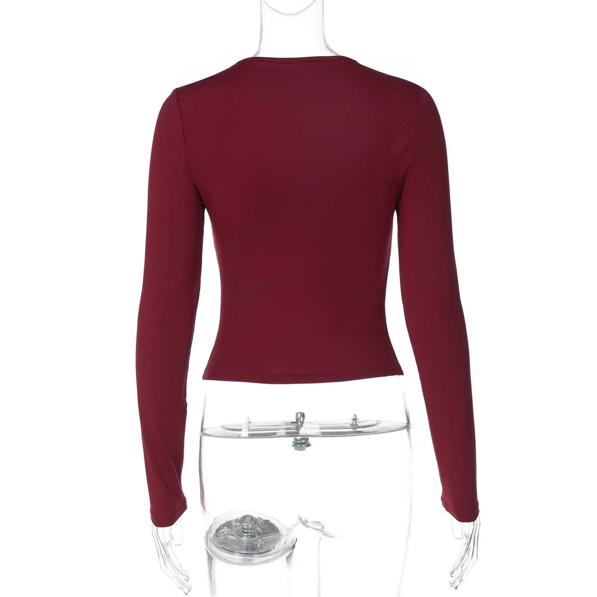 Hugcitar Women's Elegant Lace Bandage Crop T-Shirt – Long Sleeve Slim Party Festival Top