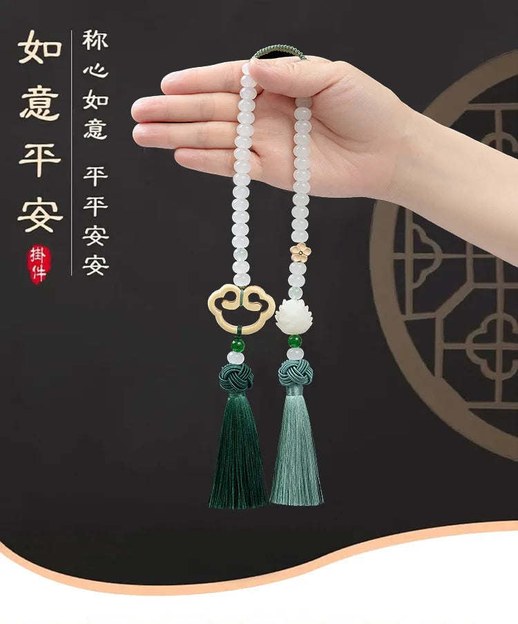 Chinese Traditional Culture Buddha Bodhi Car Pendant High-end Ping An Car Jewelry Car Lotus Rearview Mirror Pendant Oranments