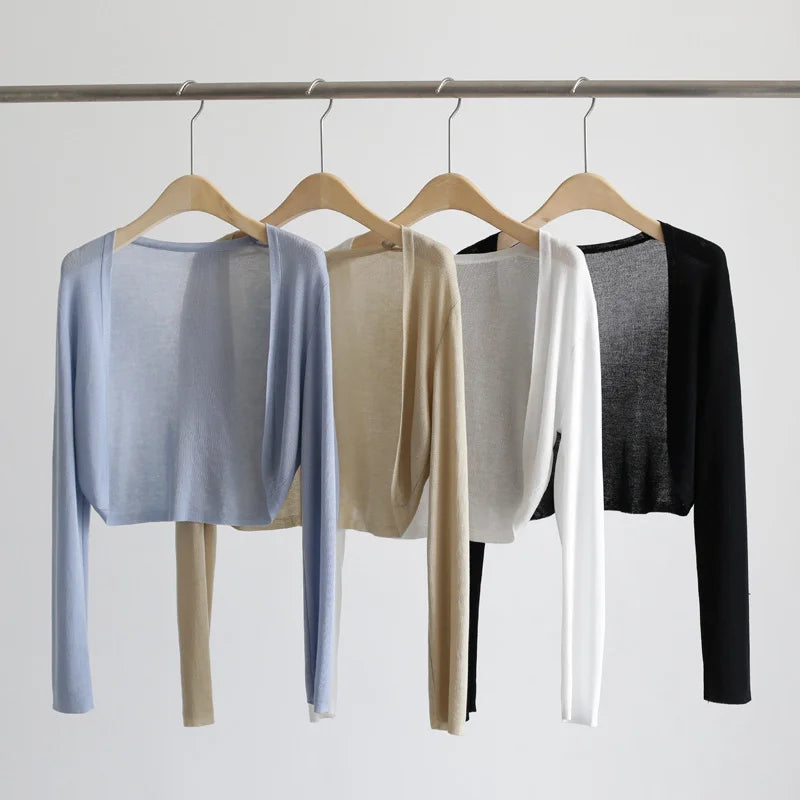 Women's short sleeve knit cardigan, cropped — view 12 of 16