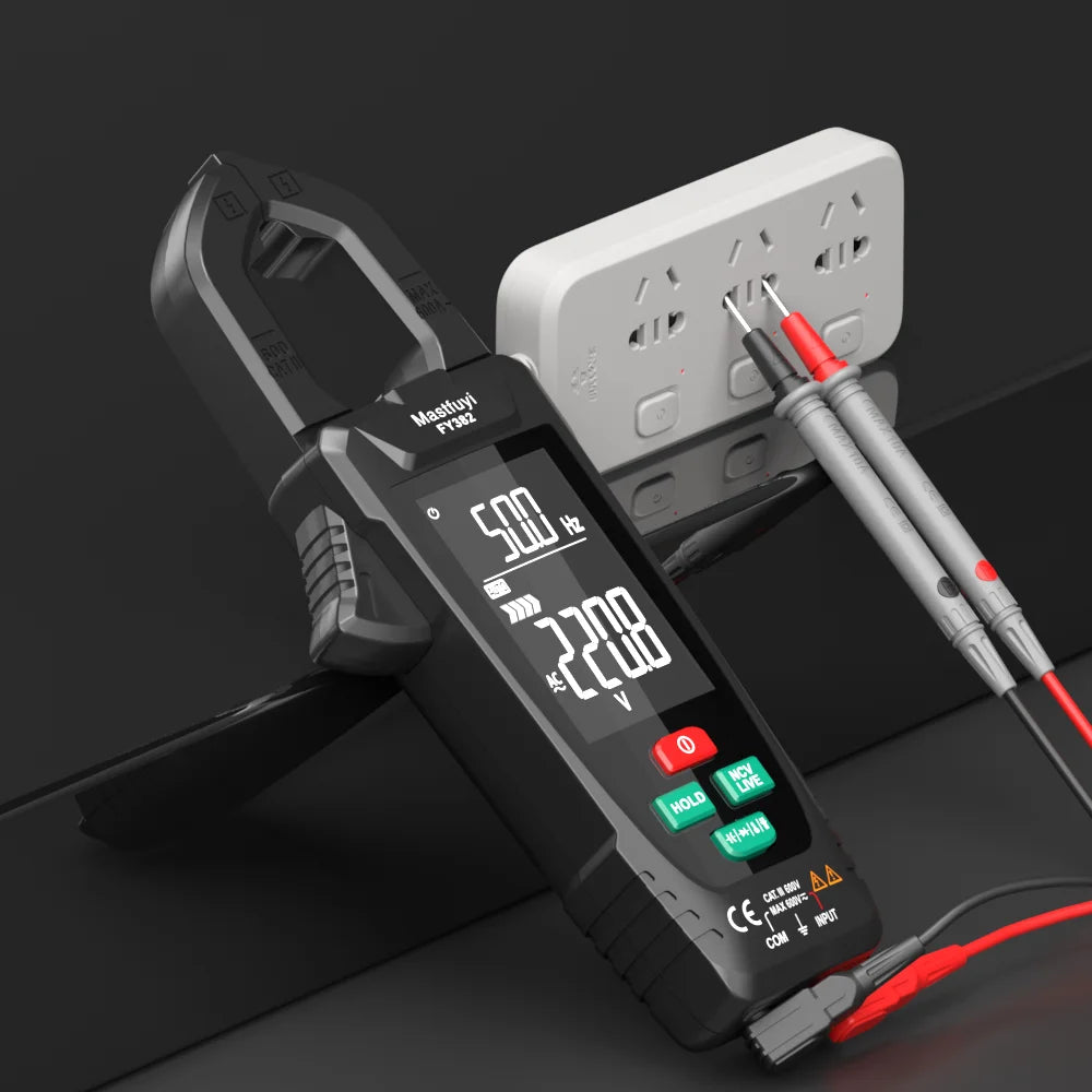 MASTFUYI Automatic Large-Screen Digital Clamp Meter Handheld Ammeter Clamp Multimeter 10000 Counts True RMS with NCV Detection