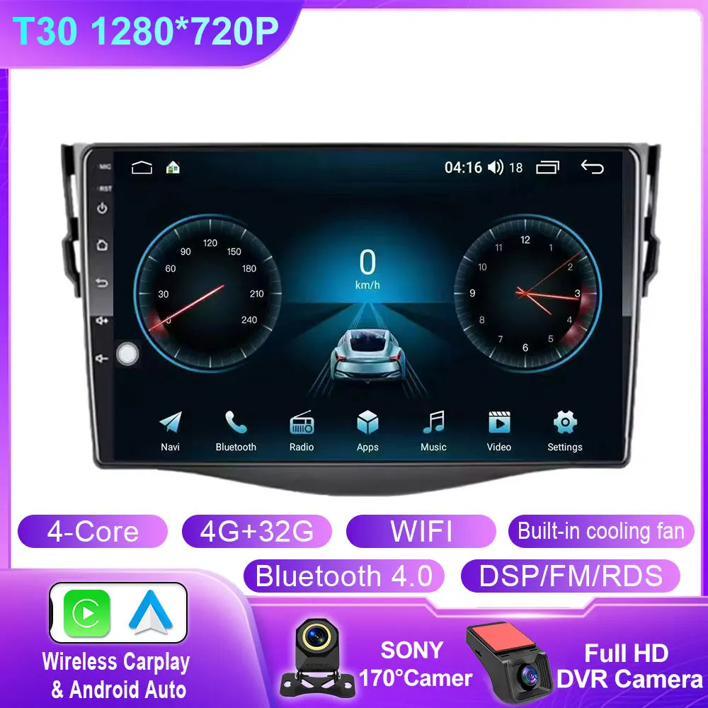 Android Carplay Auto For Toyota RAV4 Rav 4 2005 - 2009 2010 2011 2012 2013 Car Radio Multimedia GPS Player Stereo WIFI 4G BT DSP