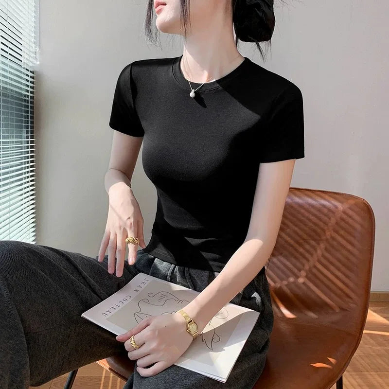 Women's plain cotton t-shirt - view 3