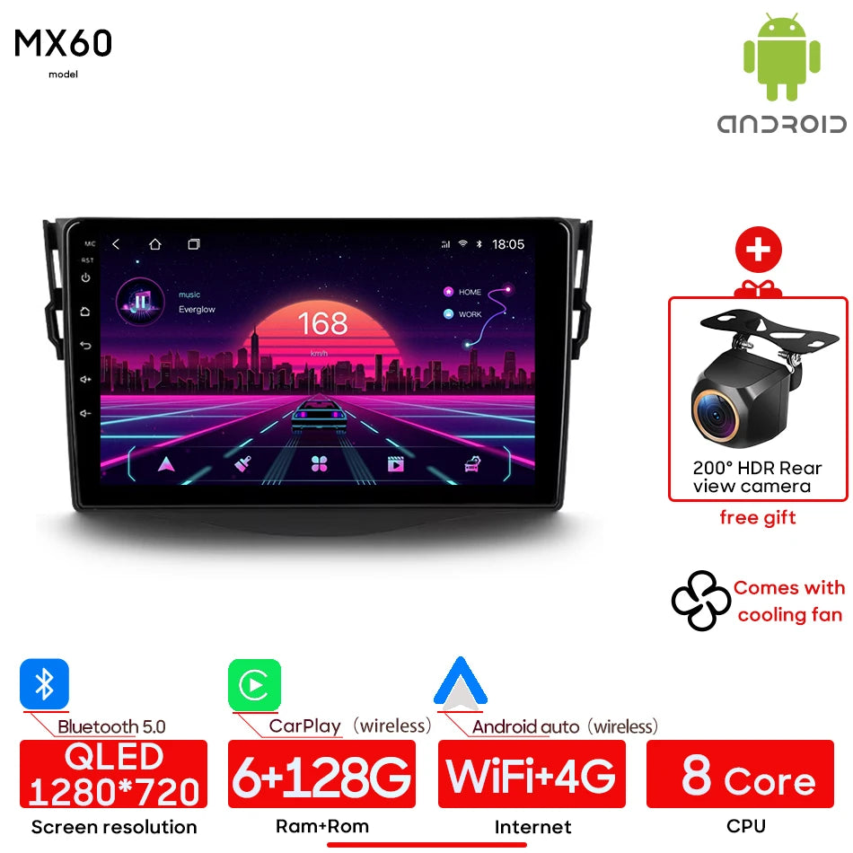 Car Stereo with Apple CarPlay & Android Auto, Compatible with Toyota RAV4 3 XA30 (2005-2016)
