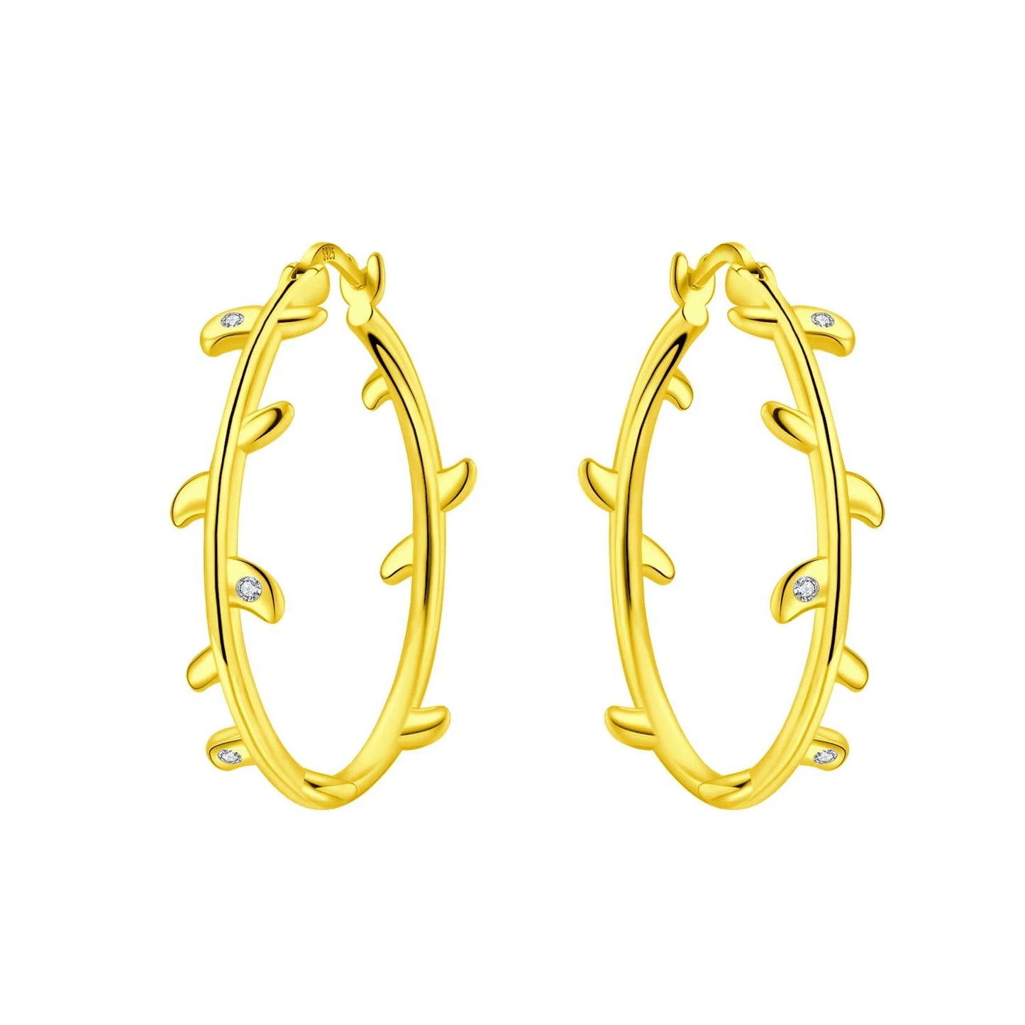 Original 2026 S925 Sterling Silver Zircon 18K Gold Lining Vintage Hoop Earrings for Women Birthday Party Wedding Gift Jewellery