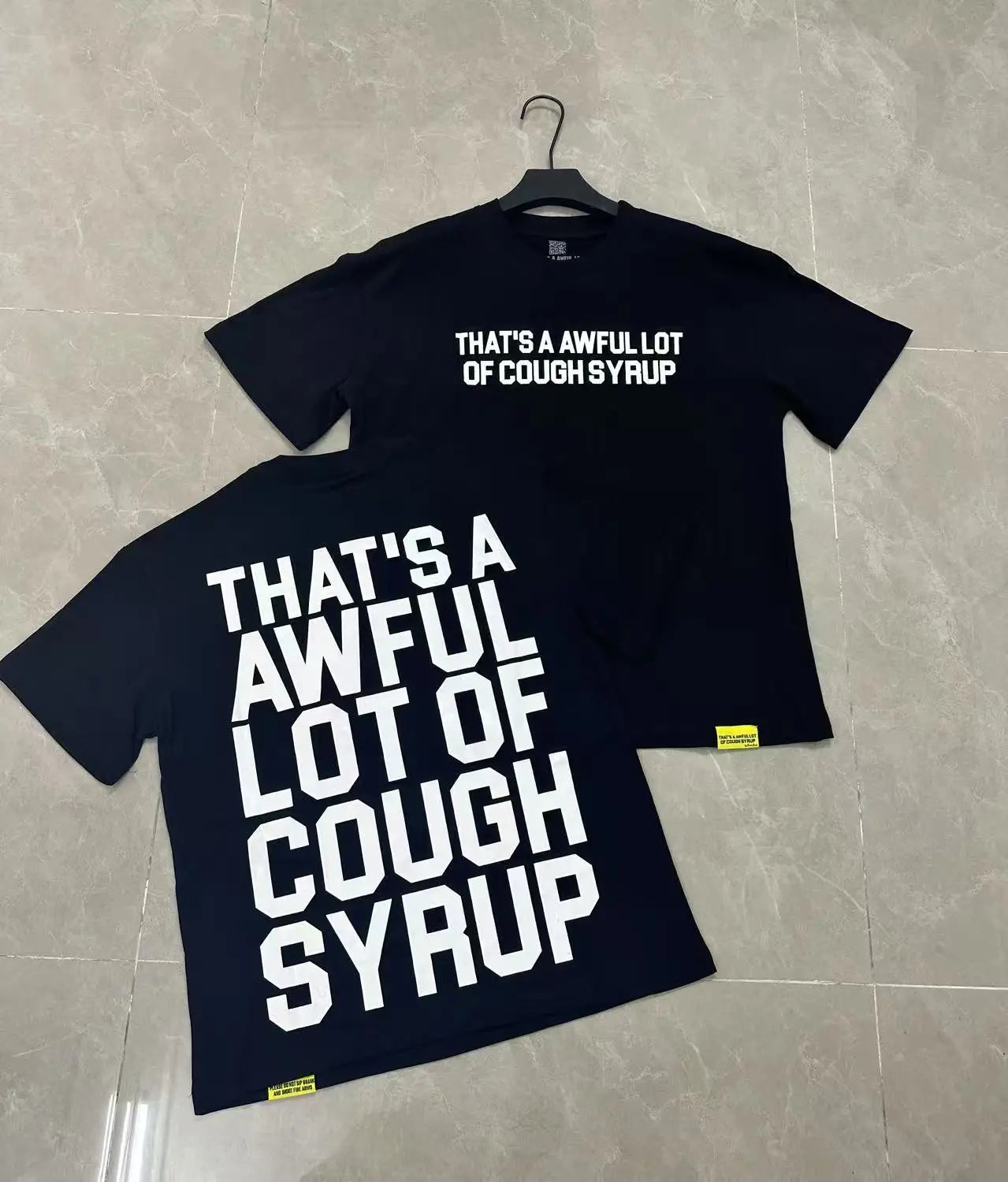 That's A Awful Lot of Cough Syrup Short Sleeve American Street Pop Hip-hop Cartoon Pattern Print Tops COUGH SYRUP T-shirt