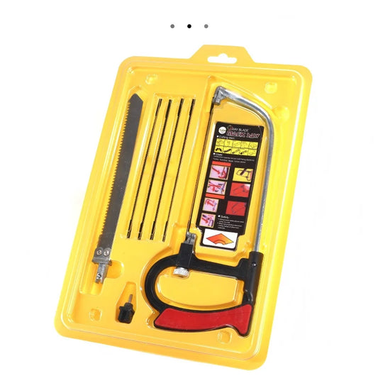 8in1 Multi-Purpose Hand Saw Kit with 6 Blades for Woodworking Metalworking Glass Cutting - DIY Steel Saw Tool for Model Hobby