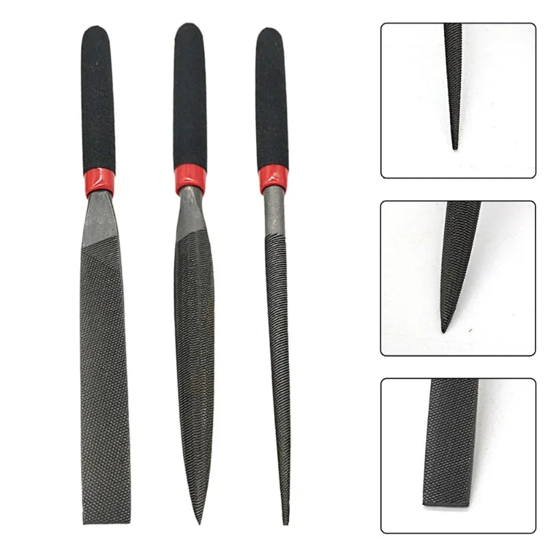 Small Steel Needle Files Set – Flat, Round & Half-Round Files for Metal, Glass, Stone & Woodworking