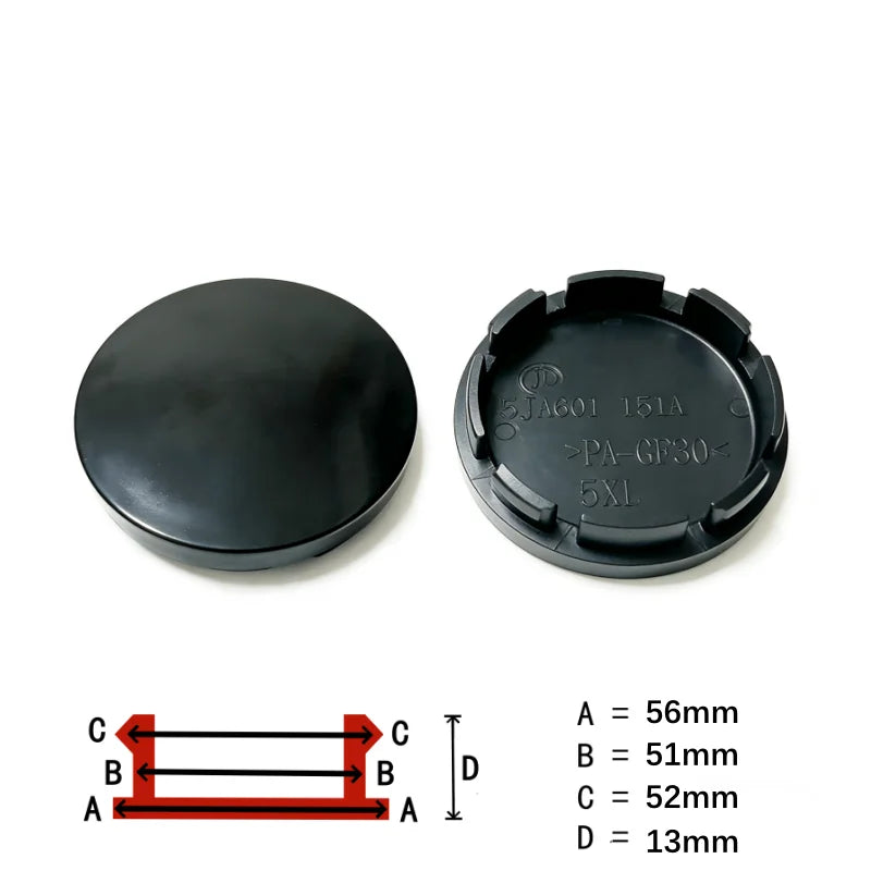 4 x 56mm/52mm Black or Chrome Silver Base Blank Hub Caps Car Wheel Center No Logo Dustproo Cover Universal Auto Tire Accessories