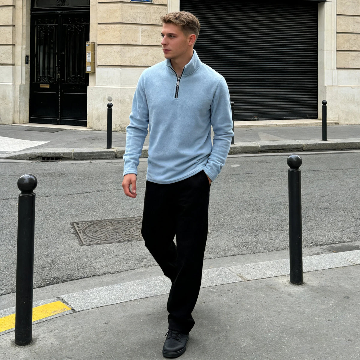 Men's Fleece Zip-Neck Pullover - Thick Stand Collar Sweatshirt - photo 3