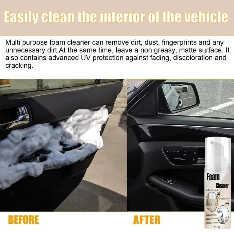 Multifunctional Foam Cleaner Spray – Car Interior, Leather Seat, Sofa & Home Stain Remover | 30g (1–22pc)
