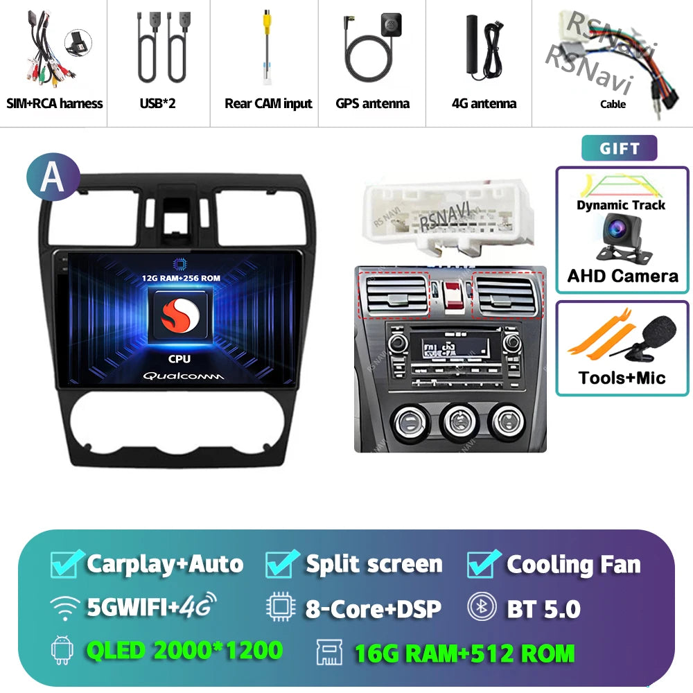 Android 16 For Subaru Forester WRX XV 2012 - 2018 2K QLED Stereo Car Radio Multimedia Video Player GPS 4G CarPlay