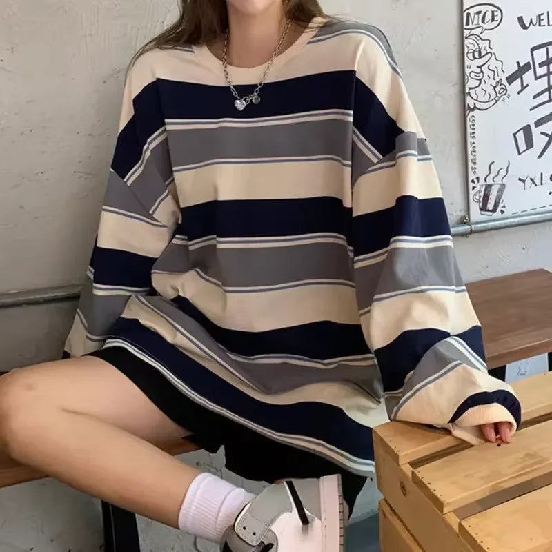 Women T shirts four seasons Woman clothing Y2k Top Sweatshirt 2026 korean Fashion Long Sleeves Tee Loose Couple Graphic T-shirt