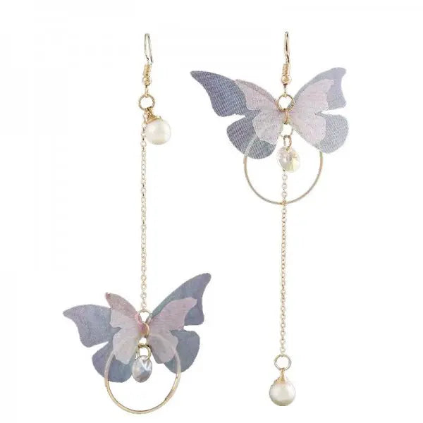 Purple Butterfly Tassel Earrings – Crystal Drop Jewelry