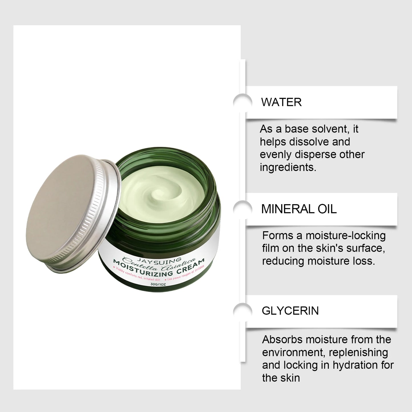 Jaysuing Centella Centella Moisturizer, Gently Moisturizing Facial Skin, Soft, Refreshing and Brightening Skin Care Cream