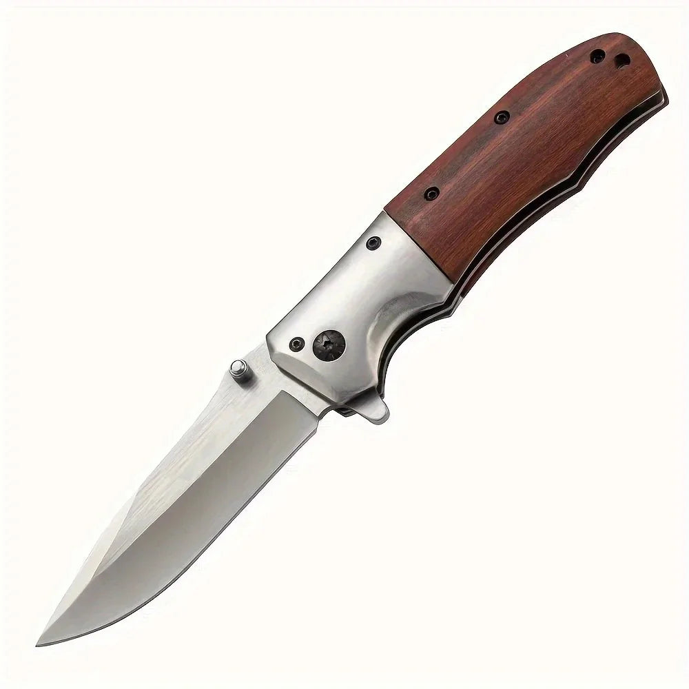 DOOM BLADE Portable Folding Knife - Stainless Steel Blade, Sharp V-Grind Edge & Spear Point Design, Lightweight Ergonomic Wood