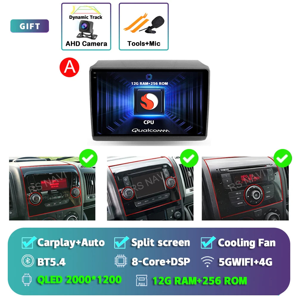 Android 16 For Fiat Ducato Peugeot Boxer Citroen Jumper 2006-2022 2K QLED Android Car Radio Multimedia stereo Player GPS CarPlay