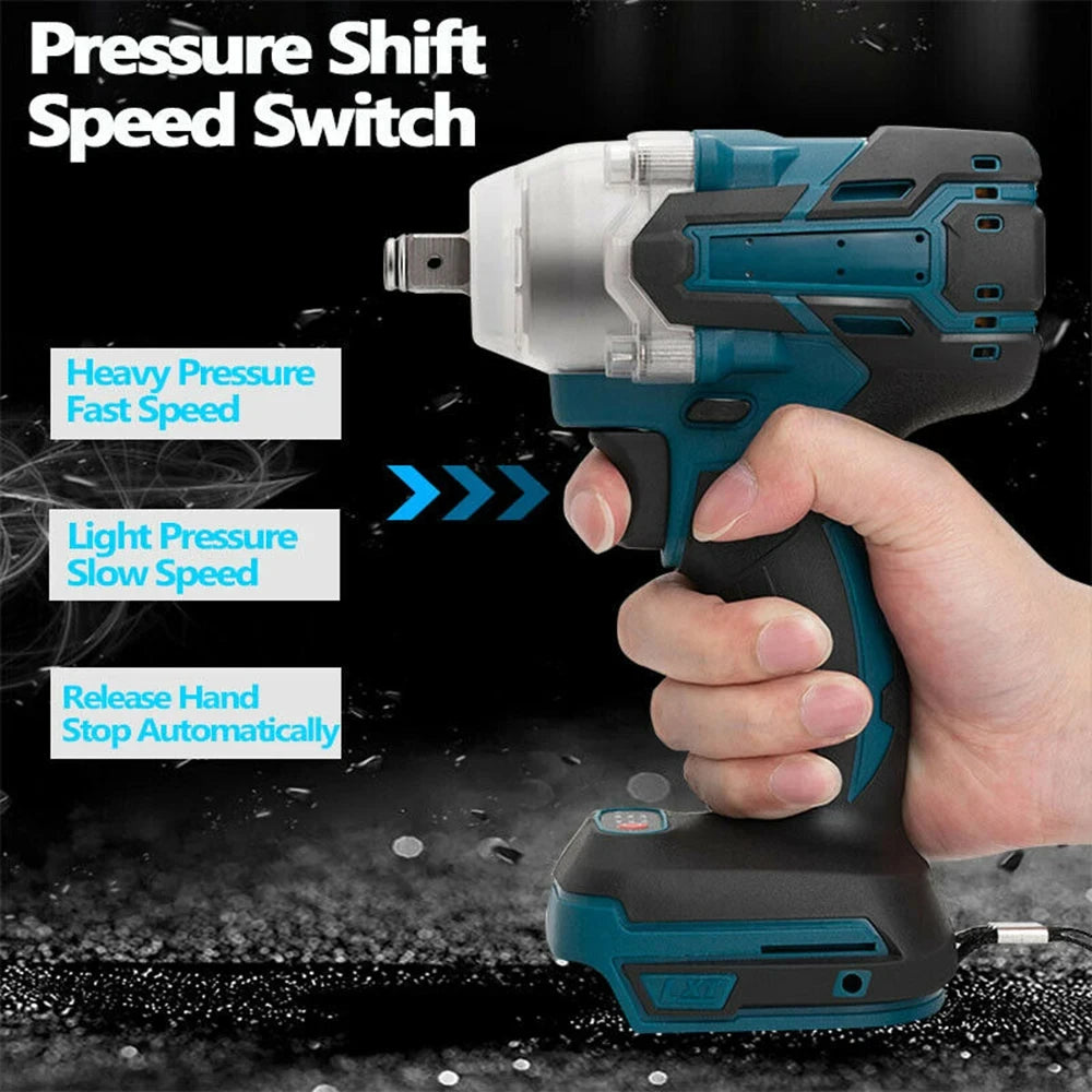 1/2 inch 520NM Brushless Cordless Electric Impact Wrench Power Tools Compatible 18V Battery Wrench with Toolbox Set