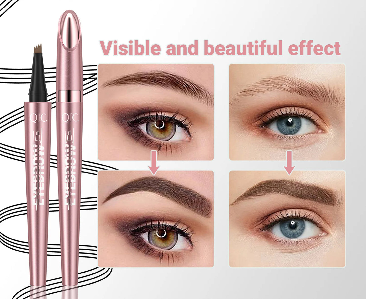 4 Fork Tip Eyebrow Pencil 3D Microblading Waterproof Dark Brown Natural Colour Fine Stroke Magic Eyebrow Pencil 2026 New Ladies