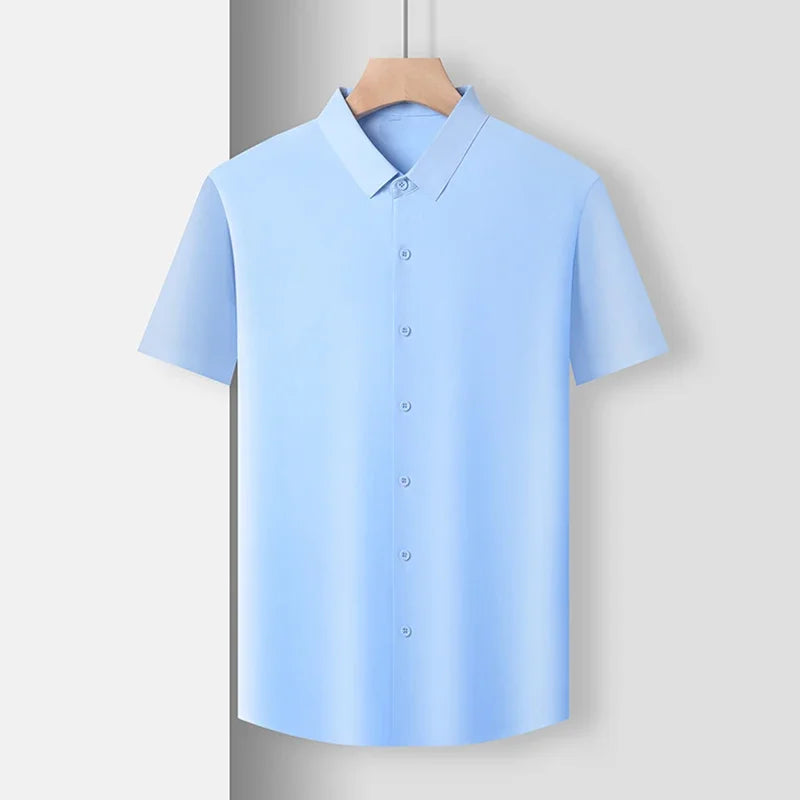 Men's Solid Short-Sleeve Shirt - Wrinkle-Free, All-Season Casual