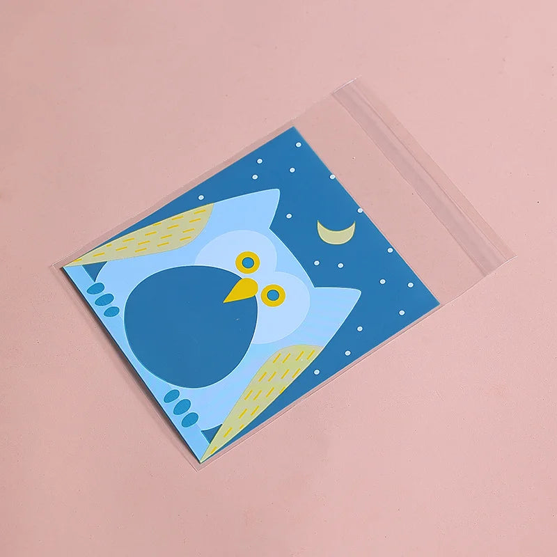100Pcs Plastic Transparen Cartoon Candy Cookie Plastic Bags Self-Adhesive For Biscuits Snack Baking Package Kids Gift DIY