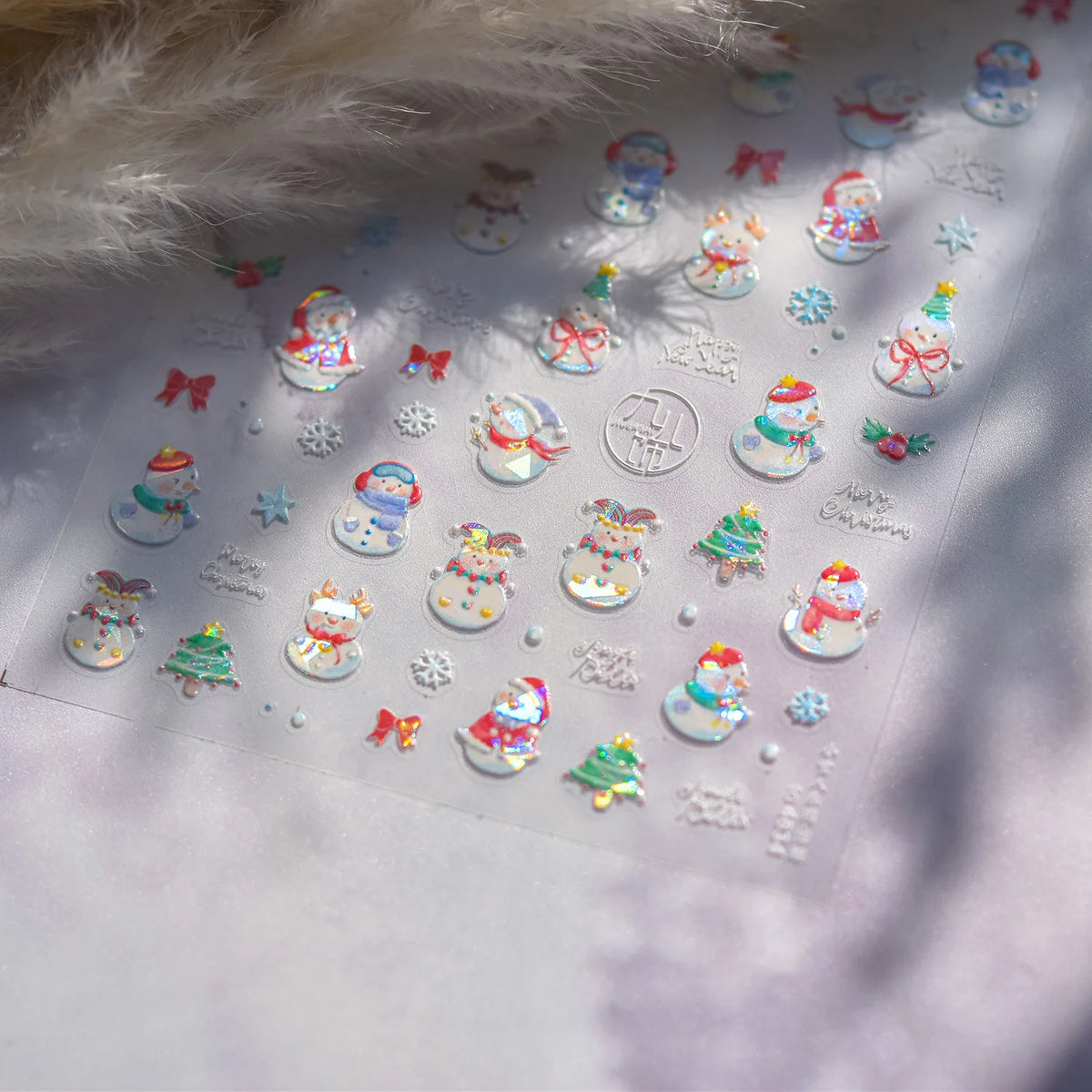 5D Embossed Mini Snowman Snow Nail Decorations Stickers Self Adhesive Nail Stickers Winter Christmas Nail Art Accessories Decals