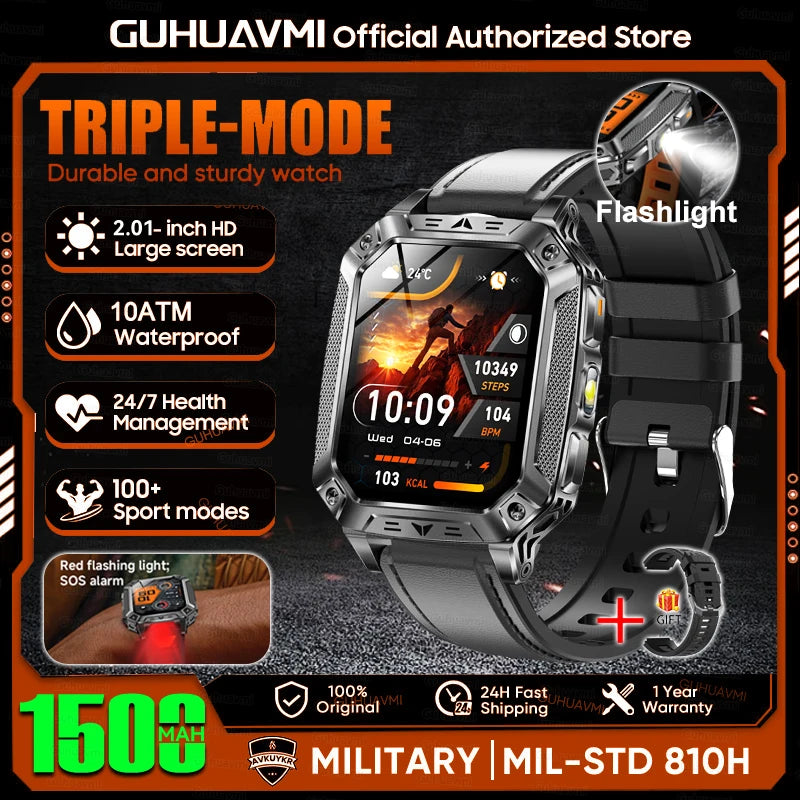 Rugged Smart Watch — 1500mAh, 10ATM Waterproof, BT Calling