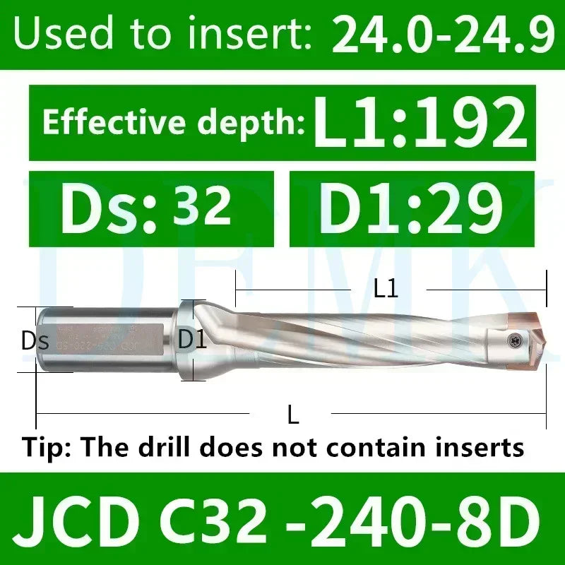 JCD Crown U-Drill Rod 10-25mm, Internal Cooling Indexable Drill