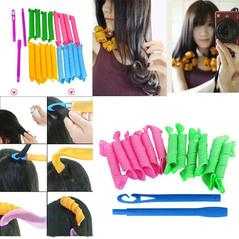 Heatless Hair Curler 10/12 pcs No Heat Hair Curls Ribbon Rollers Sleeping Soft Headband Hair Curlers Woman Hairs Styling Tools