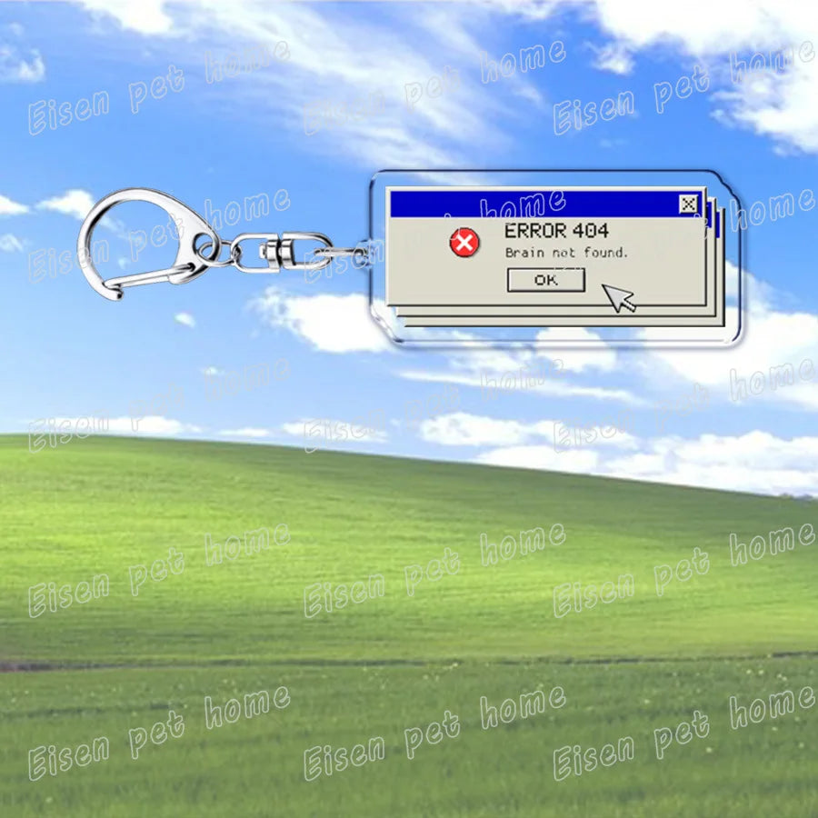 Creative XP Window Keychains for Accessories Bag Funny Task Failed Successfully KeyChain Ring Jewelry Fans Gifts Keyrings