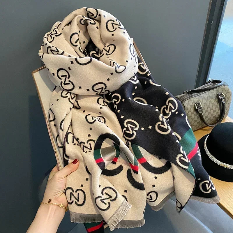 Women's Striped Oversized Scarf - Cashmere-Feel Blanket Wrap - photo 3