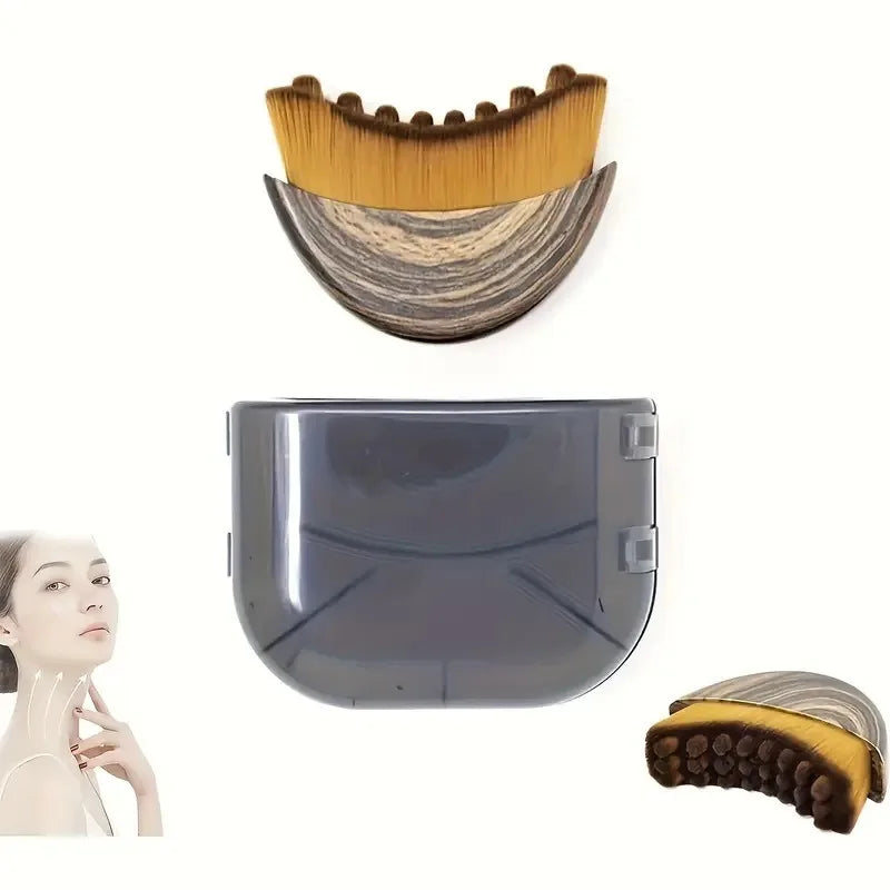 Portable Dry Facial Brush Soft Bristles Contoured Lymphatic Massage Tool Face Sculpting Device Home Spa Gentle Exfoliation Brush