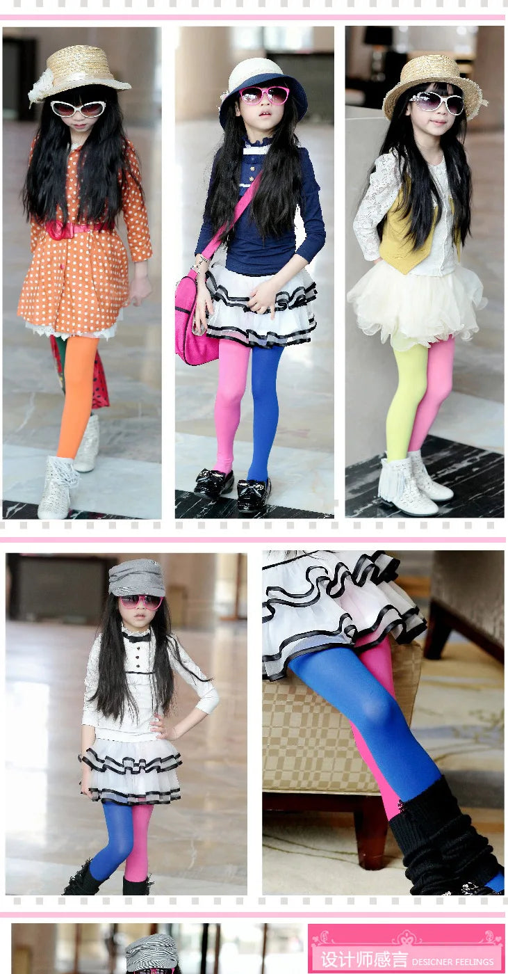 Candy Color Stretch Tights for Girls & Women — Soft Footed Dance Pantyhose