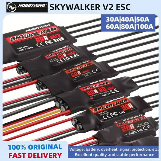 Hobbywing Skywalker V2 20A 30A 40A 50A 60A 80A 100A Brushless ESC BEC Speed Controller With Reverse Break For RC Fixed Wing