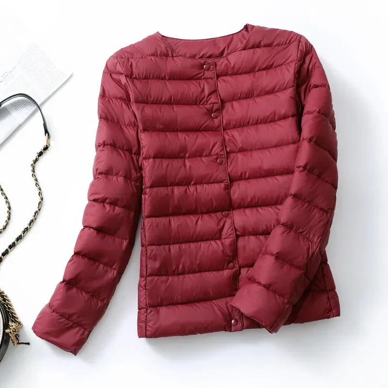 Women's Lightweight Puffer Jacket - Matte Short Winter Coat - photo 11