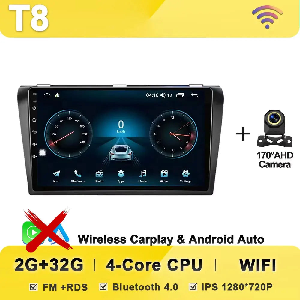 8-Core Android Car Stereo for Mazda 3 (2004–2009) — CarPlay, Android Auto, GPS, 2-DIN, WiFi
