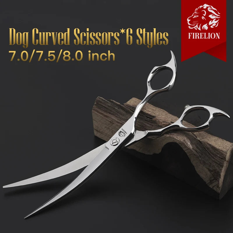 440C Steel Curved Dog Grooming Shears - 7 to 8 Inch