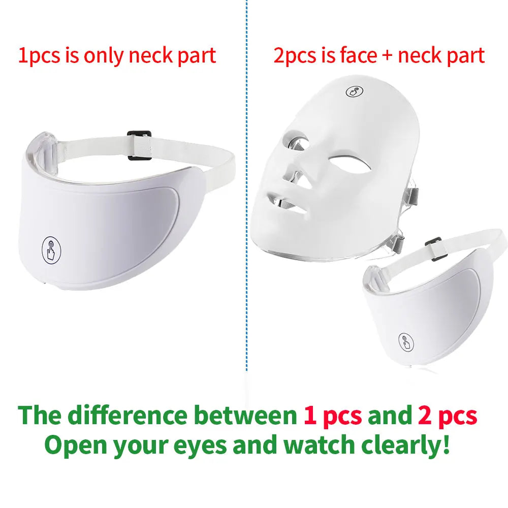 Face and Neck Beauty Machine LED Facial Mask Photon Neck Mask with 7 Colors Skin Care Massager, women