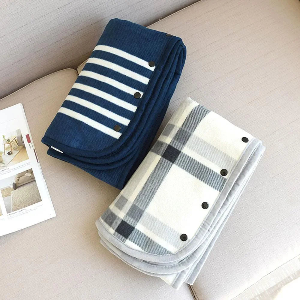 Plaid Fleece Wearable Blanket - Button Poncho Lap Throw - photo 5